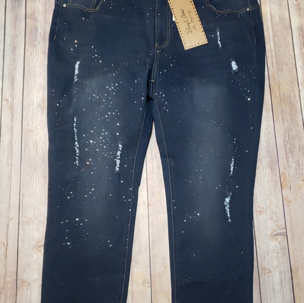 Sheryl Crow Womans Jeans Studded Distressed